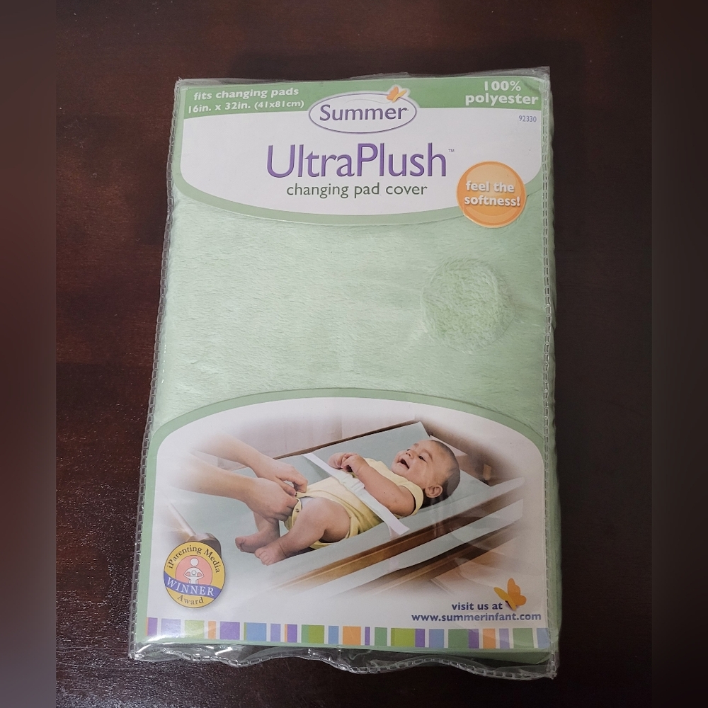 Summer Ultra Plush Changing Pad Cover Green 16 in x 32 in 100% Polyester NEW